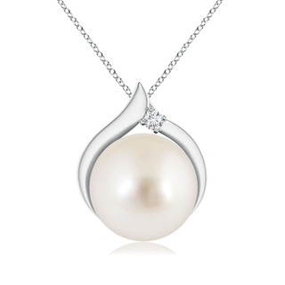 10mm AAAA South Sea Pearl Solitaire Pendant with Diamond in S999 Silver