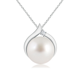 9mm AAA South Sea Pearl Solitaire Pendant with Diamond in S999 Silver