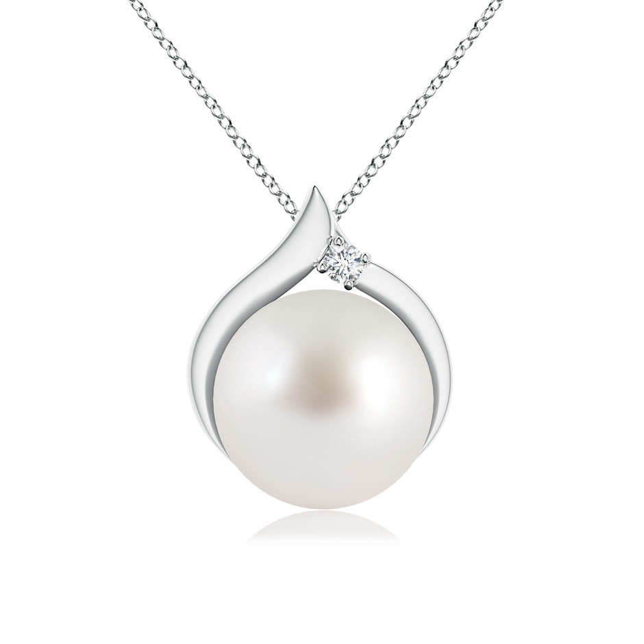 9mm AAA South Sea Pearl Solitaire Pendant with Diamond in S999 Silver 