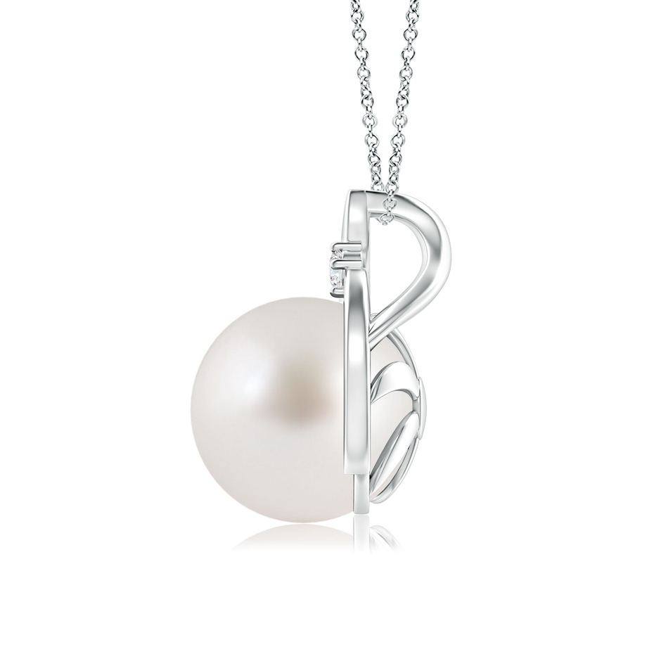 9mm AAA South Sea Pearl Solitaire Pendant with Diamond in S999 Silver side-1
