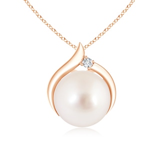 9mm AAAA South Sea Pearl Solitaire Pendant with Diamond in 9K Rose Gold