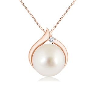 9mm AAAA South Sea Pearl Solitaire Pendant with Diamond in Rose Gold