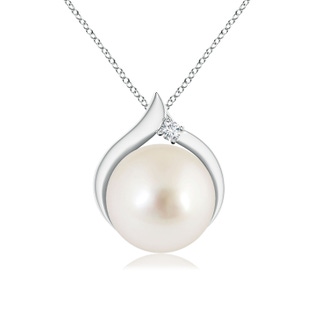 9mm AAAA South Sea Pearl Solitaire Pendant with Diamond in White Gold
