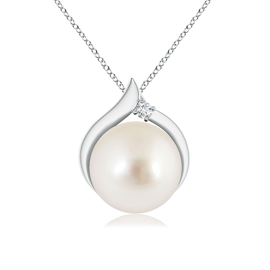 9mm AAAA South Sea Pearl Solitaire Pendant with Diamond in White Gold 