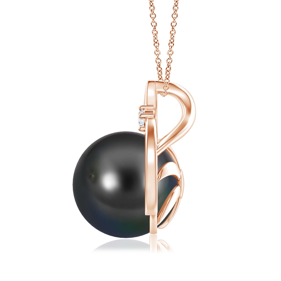 10mm AA Tahitian Pearl Solitaire Pendant with Diamond in Rose Gold side 199