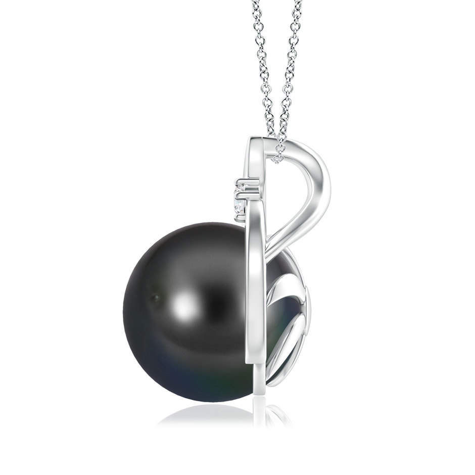 10mm AA Tahitian Pearl Solitaire Pendant with Diamond in S999 Silver side 199