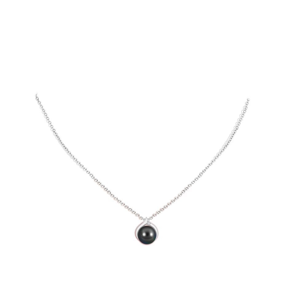 10mm AA Tahitian Pearl Solitaire Pendant with Diamond in S999 Silver pen