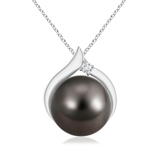 10mm AAA Tahitian Pearl Solitaire Pendant with Diamond in 9K White Gold