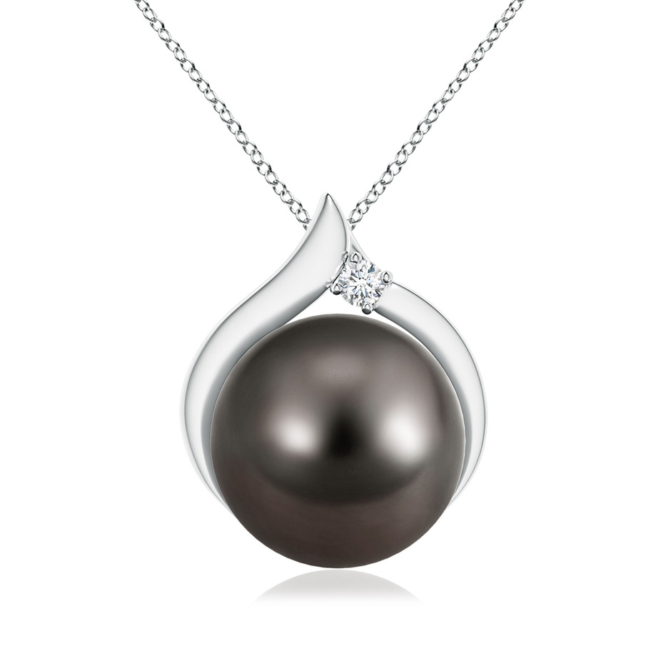 10mm AAA Tahitian Pearl Solitaire Pendant with Diamond in 9K White Gold 