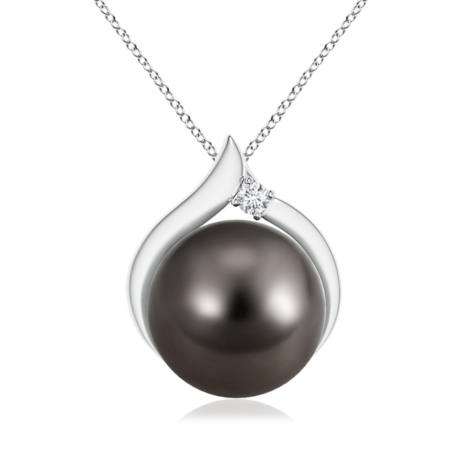 10mm AAA Tahitian Pearl Solitaire Pendant with Diamond in S999 Silver 