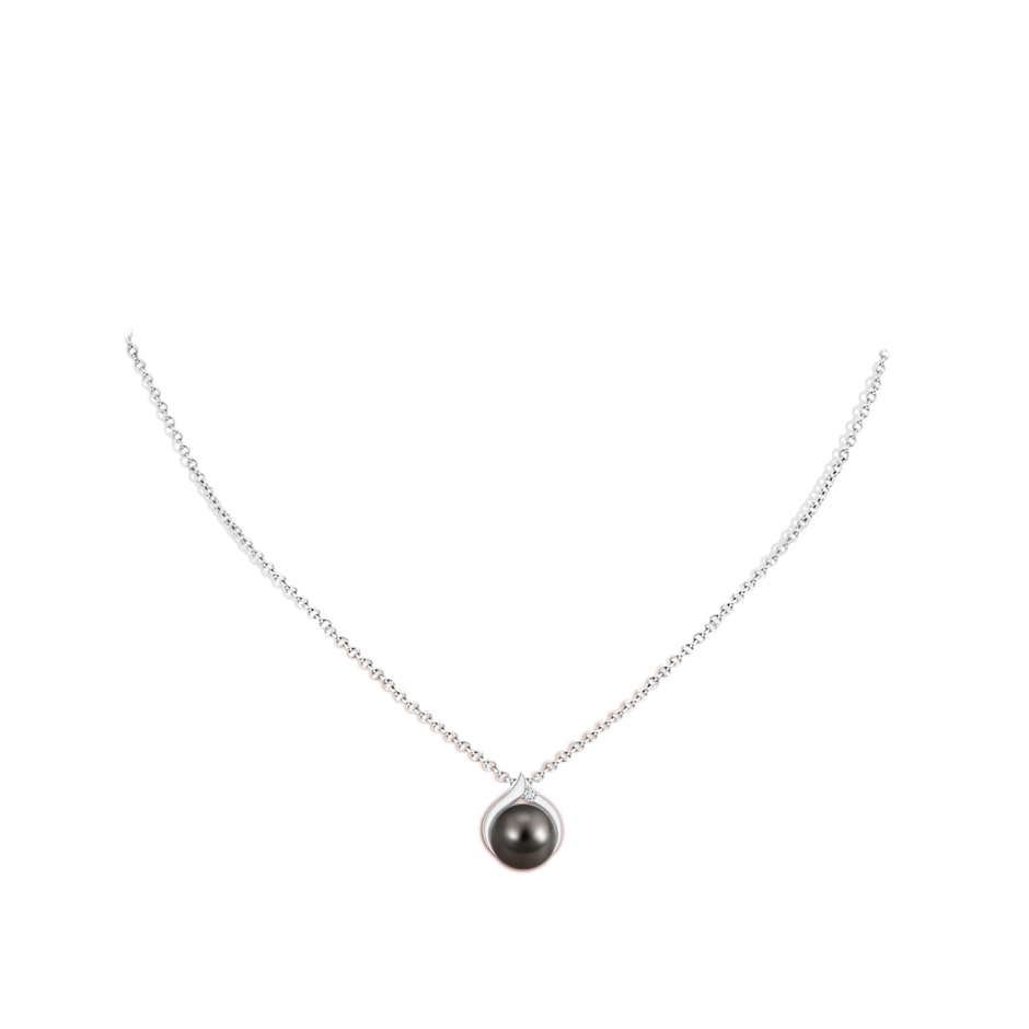 10mm AAA Tahitian Pearl Solitaire Pendant with Diamond in S999 Silver pen