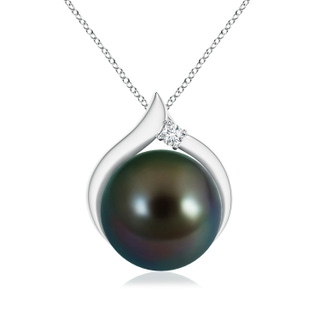 10mm AAAA Tahitian Pearl Solitaire Pendant with Diamond in White Gold