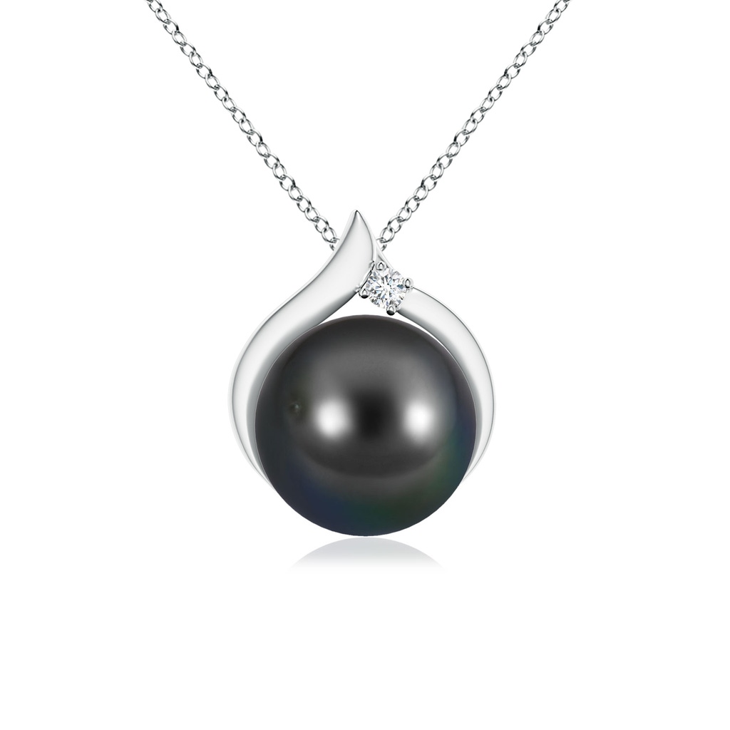 8mm AA Tahitian Pearl Solitaire Pendant with Diamond in S999 Silver