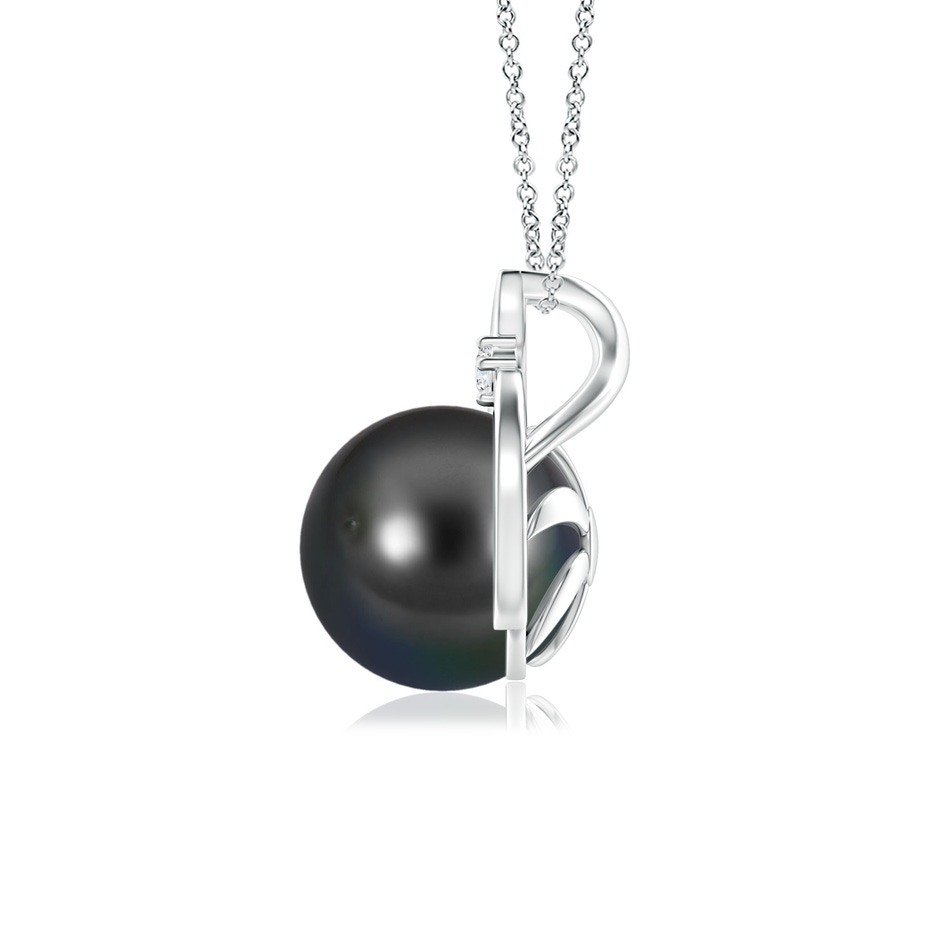 8mm AA Tahitian Pearl Solitaire Pendant with Diamond in White Gold side 199