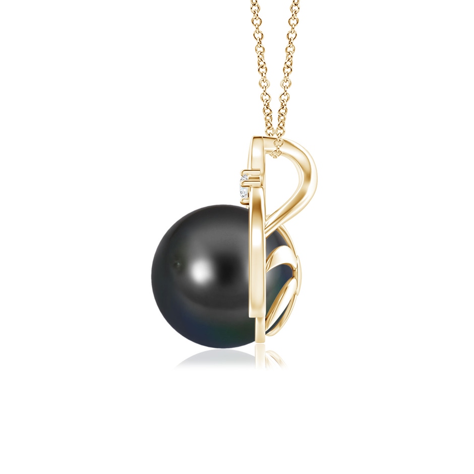 8mm AA Tahitian Pearl Solitaire Pendant with Diamond in Yellow Gold side 199