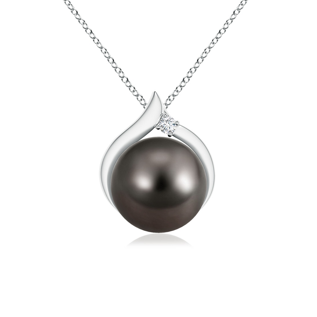 8mm AAA Tahitian Pearl Solitaire Pendant with Diamond in S999 Silver