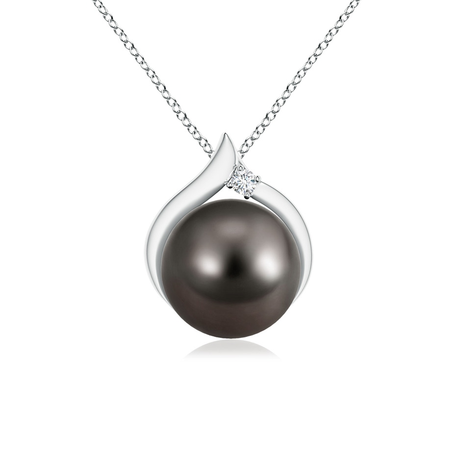 8mm AAA Tahitian Pearl Solitaire Pendant with Diamond in S999 Silver 