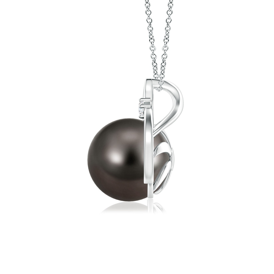 8mm AAA Tahitian Pearl Solitaire Pendant with Diamond in S999 Silver side 199