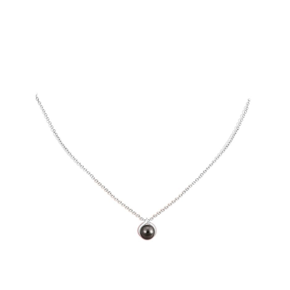 8mm AAA Tahitian Pearl Solitaire Pendant with Diamond in S999 Silver pen