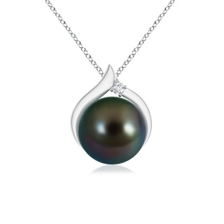8mm AAAA Tahitian Pearl Solitaire Pendant with Diamond in S999 Silver