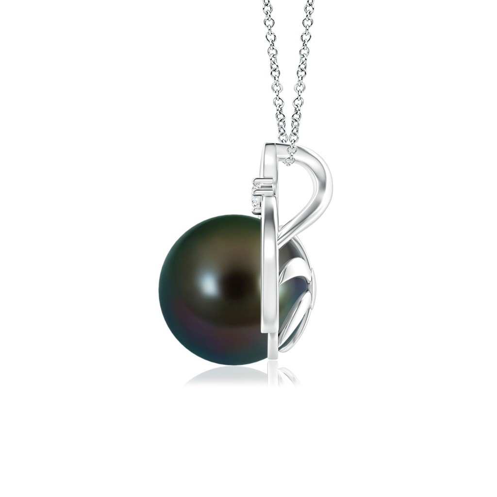 8mm AAAA Tahitian Pearl Solitaire Pendant with Diamond in S999 Silver Side 199