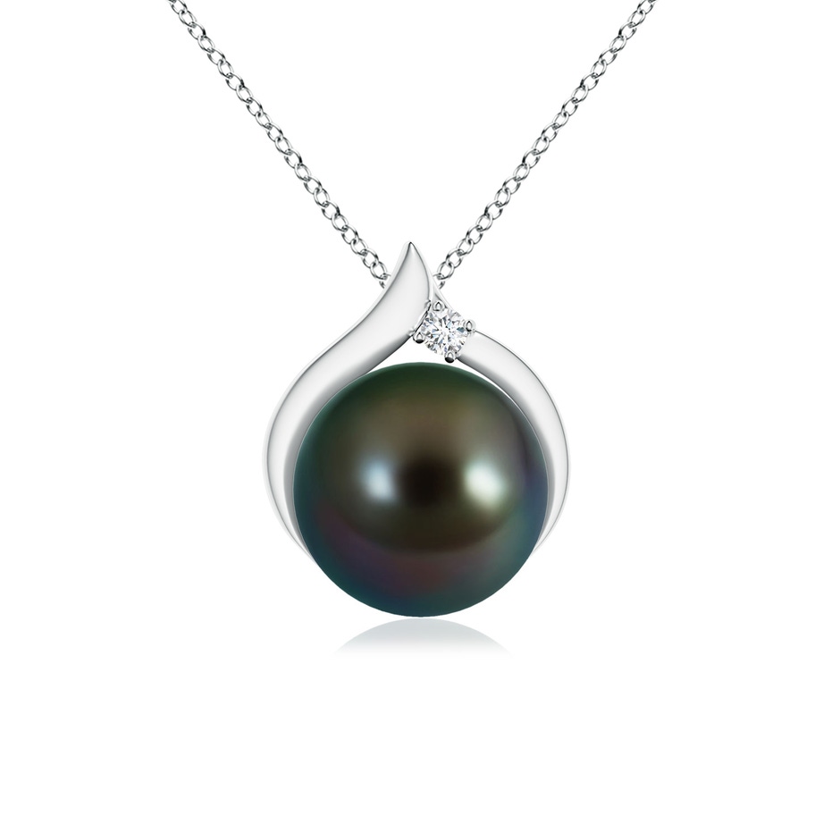 8mm AAAA Tahitian Pearl Solitaire Pendant with Diamond in White Gold 