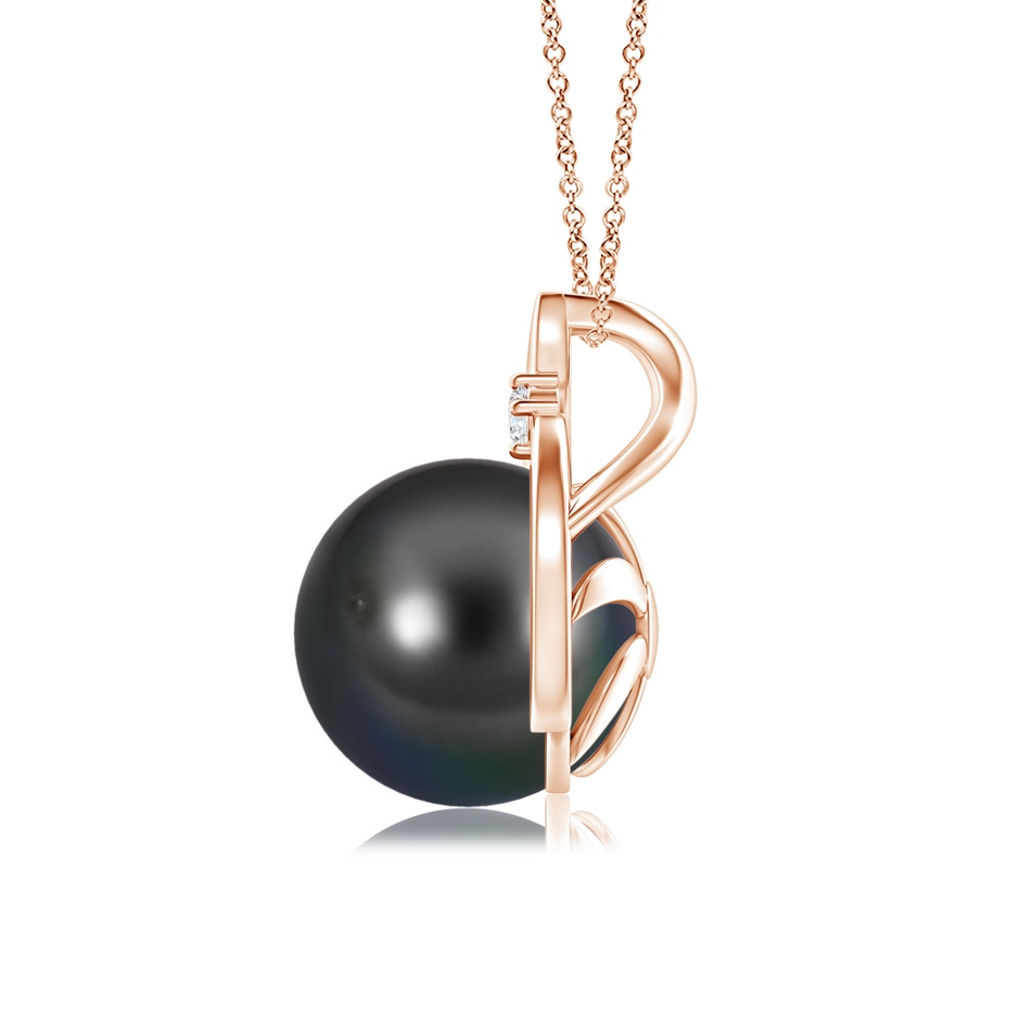9mm AA Tahitian Pearl Solitaire Pendant with Diamond in 9K Rose Gold side 199