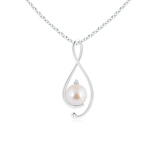 8mm AAA Japanese Akoya Pearl Infinity Pendant with Diamond in White Gold