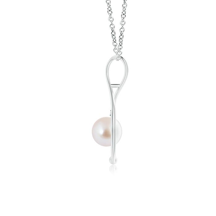 8mm AAA Japanese Akoya Pearl Infinity Pendant with Diamond in White Gold