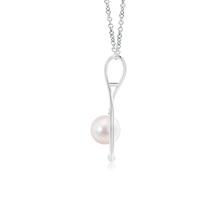 8mm AAAA Japanese Akoya Pearl Infinity Pendant with Diamond in White Gold Product Image