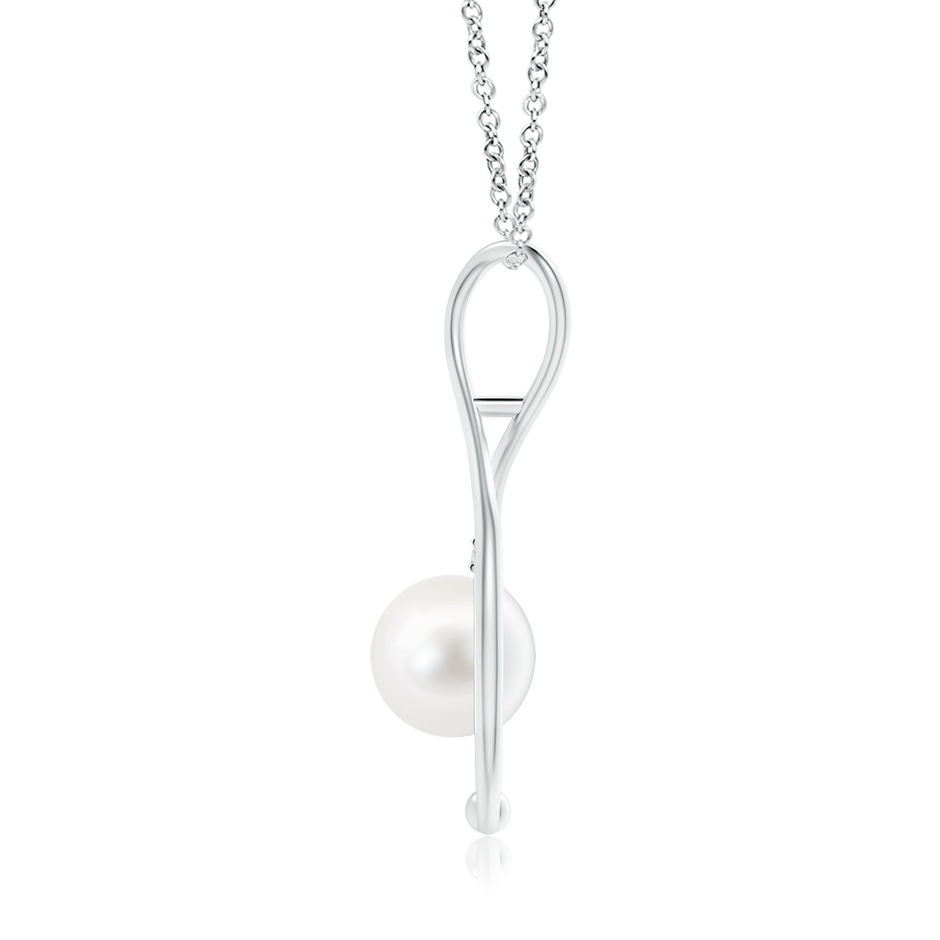 10mm AA Freshwater Pearl Infinity Pendant with Diamond in S999 Silver product image