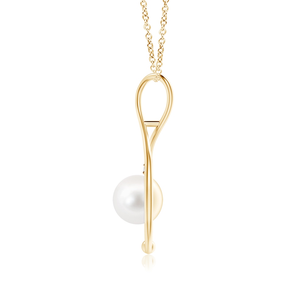 10mm AA Freshwater Pearl Infinity Pendant with Diamond in Yellow Gold product image
