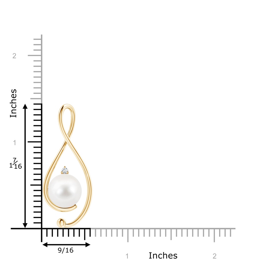 10mm AA Freshwater Pearl Infinity Pendant with Diamond in Yellow Gold product image