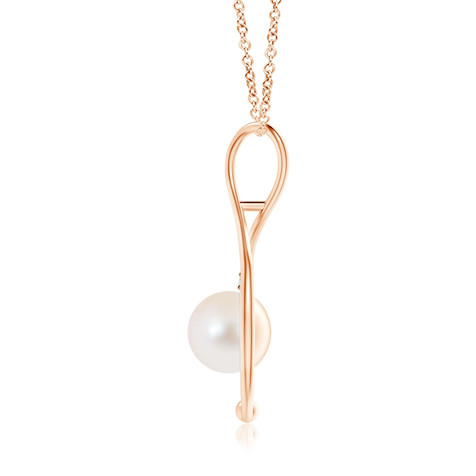 10mm AAA Freshwater Pearl Infinity Pendant with Diamond in Rose Gold product image