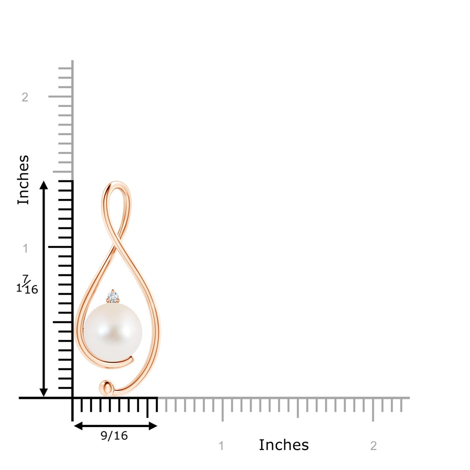 10mm AAA Freshwater Pearl Infinity Pendant with Diamond in Rose Gold product image