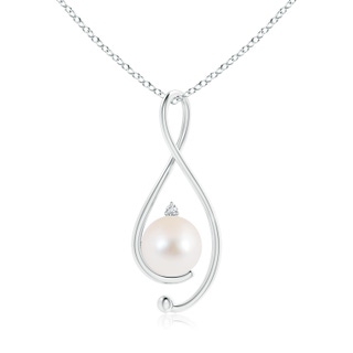 10mm AAA Freshwater Pearl Infinity Pendant with Diamond in White Gold