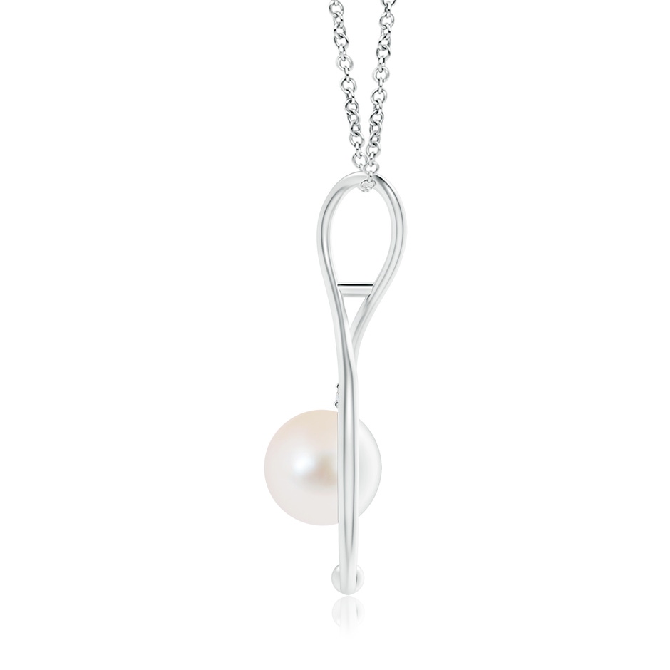 10mm AAA Freshwater Pearl Infinity Pendant with Diamond in White Gold product image