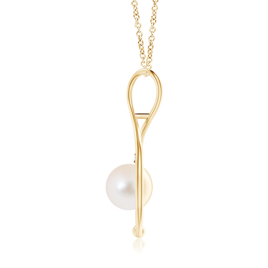 10mm AAA Freshwater Pearl Infinity Pendant with Diamond in Yellow Gold product image