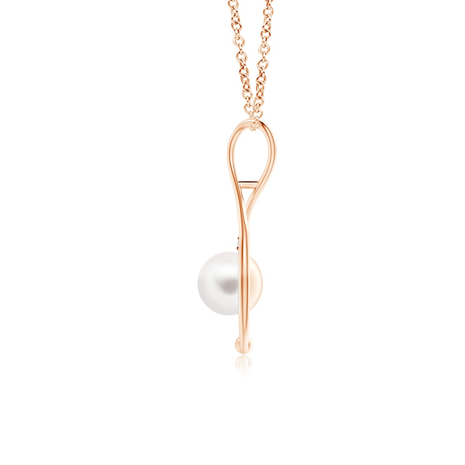 8mm AA Freshwater Pearl Infinity Pendant with Diamond in Rose Gold product image