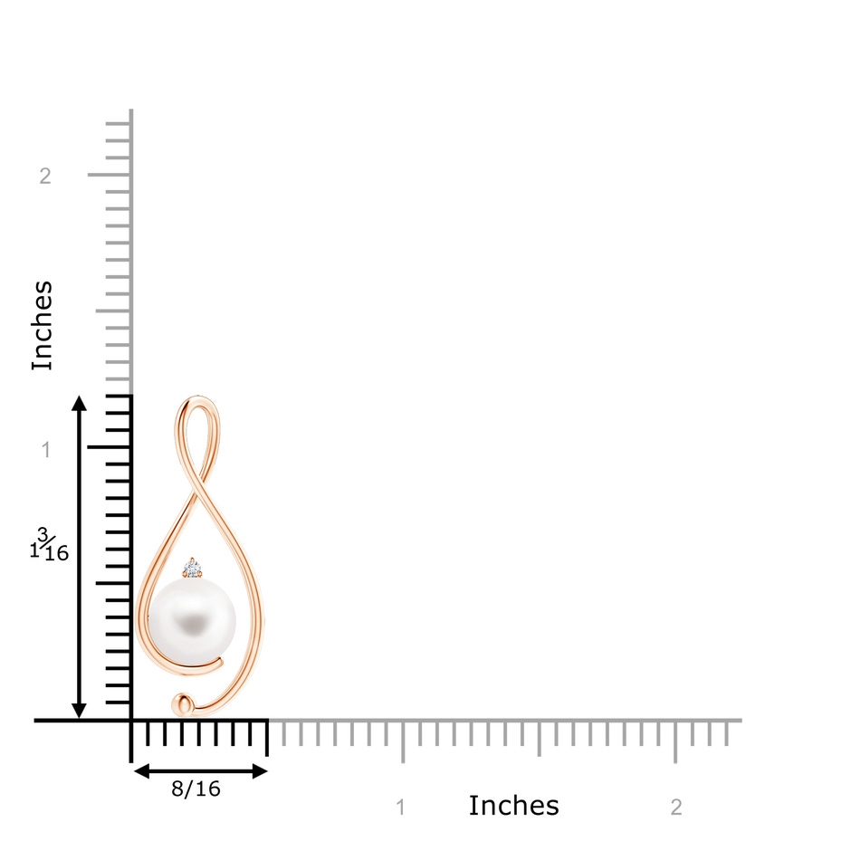 8mm AA Freshwater Pearl Infinity Pendant with Diamond in Rose Gold product image
