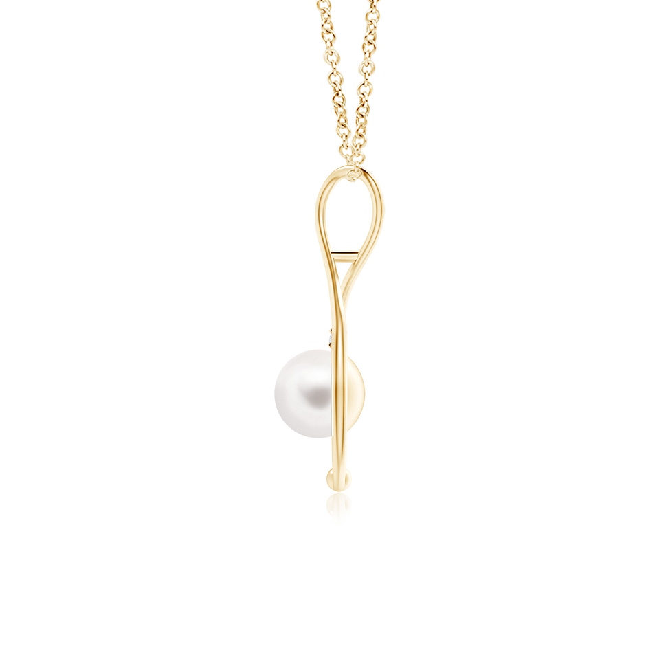 8mm AA Freshwater Pearl Infinity Pendant with Diamond in Yellow Gold product image