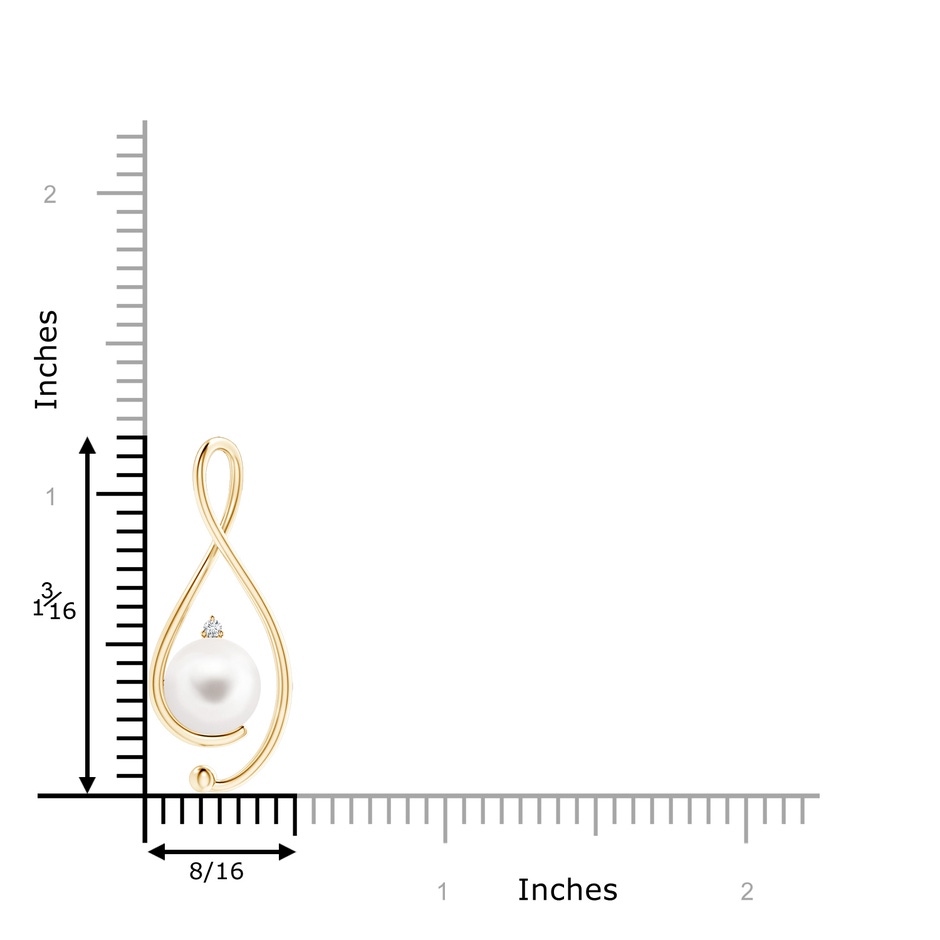 8mm AA Freshwater Pearl Infinity Pendant with Diamond in Yellow Gold product image