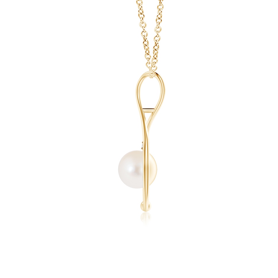 8mm AAA Freshwater Pearl Infinity Pendant with Diamond in Yellow Gold product image