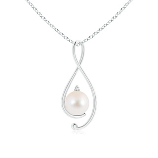 9mm AAA Freshwater Pearl Infinity Pendant with Diamond in S999 Silver