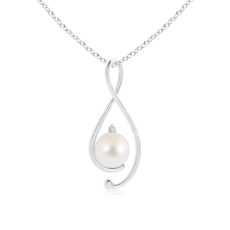 9mm AAA Freshwater Pearl Infinity Pendant with Diamond in S999 Silver 