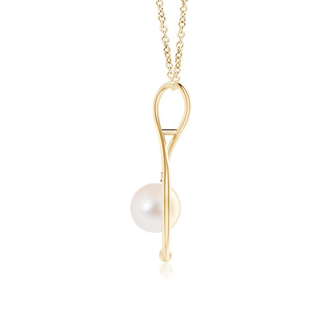 9mm AAA Freshwater Pearl Infinity Pendant with Diamond in Yellow Gold Product Image