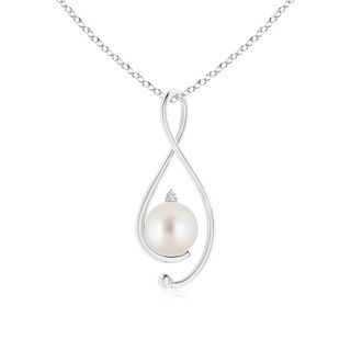 9mm AAA South Sea Cultured Pearl Infinity Pendant with Diamond in White Gold