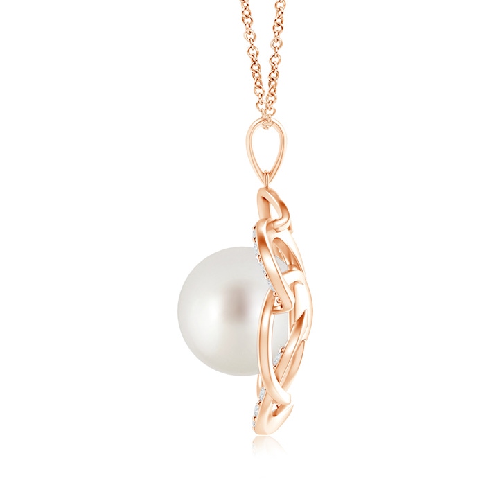 10mm AAA South Sea Pearl Flower Pendant with Diamonds in Rose Gold product image