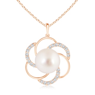 10mm AAAA South Sea Pearl Flower Pendant with Diamonds in Rose Gold