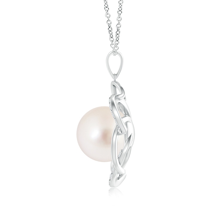 10mm AAAA South Sea Pearl Flower Pendant with Diamonds in White Gold Product Image